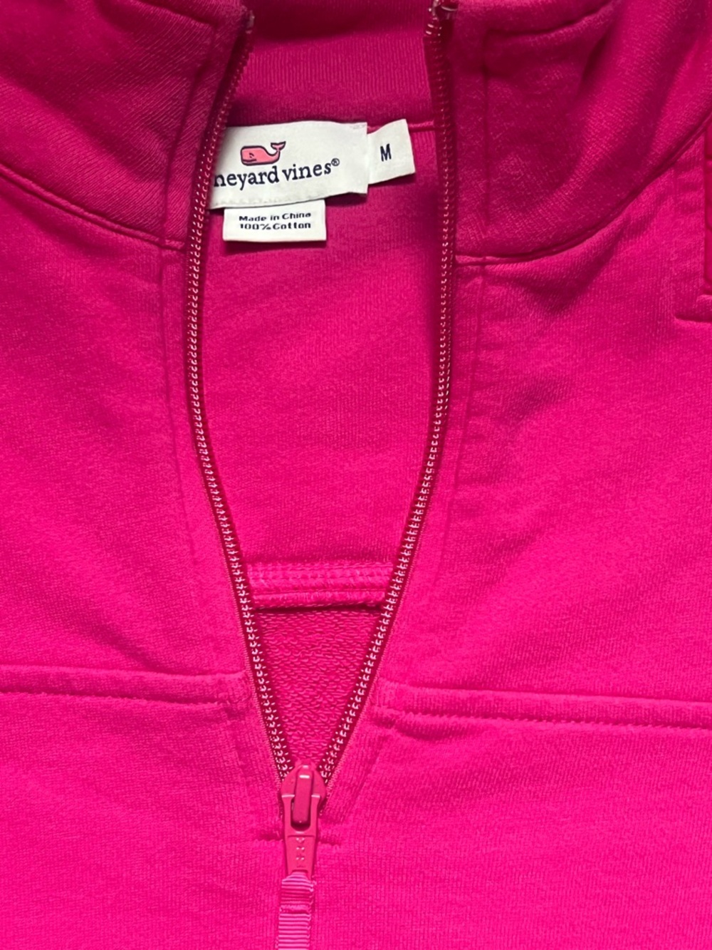 Vineyard Vines Women's Fuchsia Quarter-Zip Pullover Sweatshirt - Picture 2 of 4